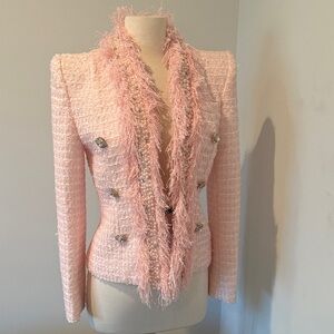 Chic Pink Women's Tweed Blazer